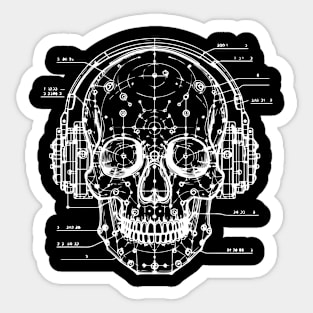 skull with headphones Sticker